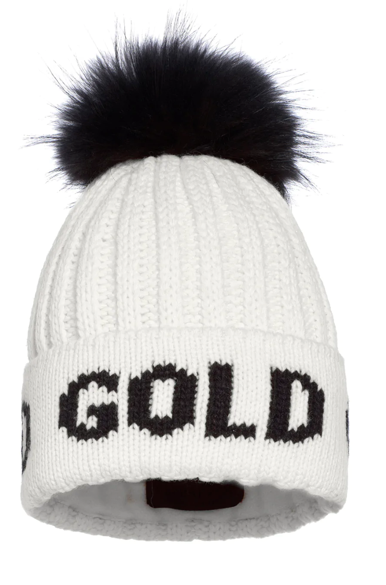 Goldbergh Hodd White Faux Fur Pom Pom Hat