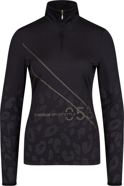 Sportalm Ski Base Layer in Black with Black Leopard Print 9823007761