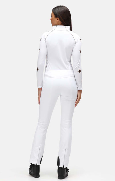 High Society Lani Softshell Ski Pant in White with Bronze