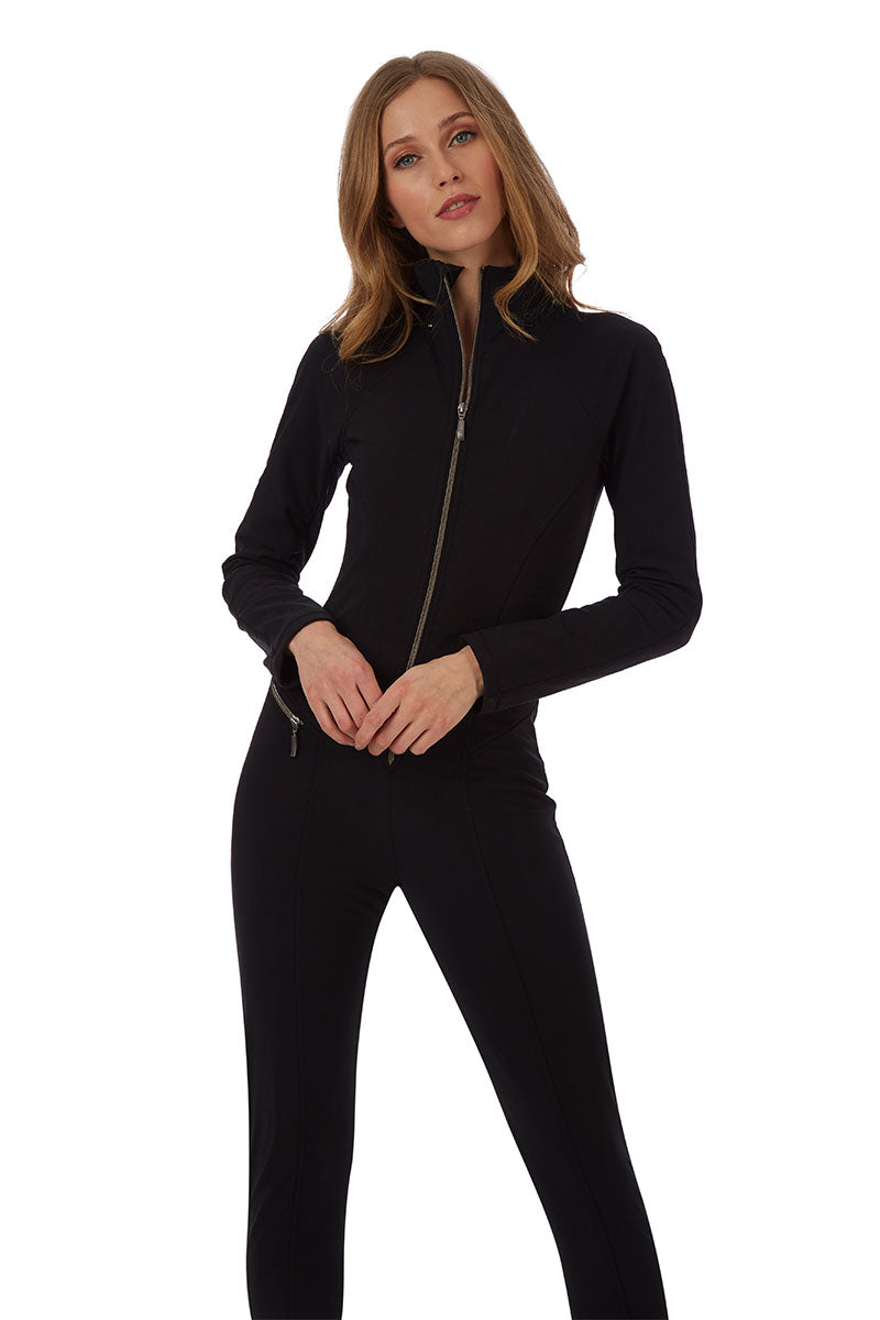 Emmegi Winnie One Piece Ski Suit in Black with Removable Hood