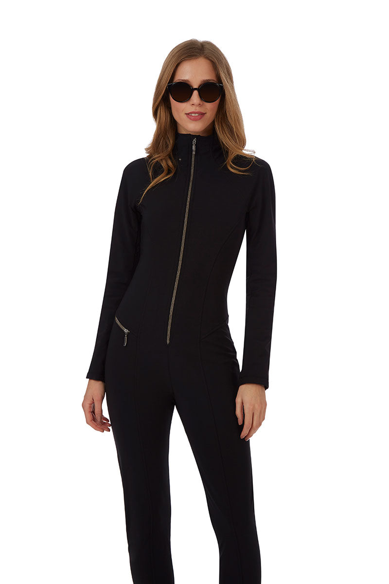 Emmegi Winnie One Piece Ski Suit in Black with Removable Hood